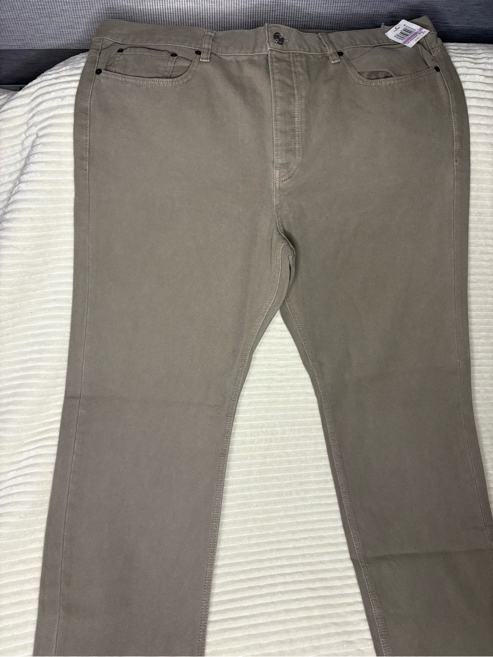 FRAME Men 38 The Straight Mid Rise Straight Leg Pants Khaki Taupe Cotton NWT